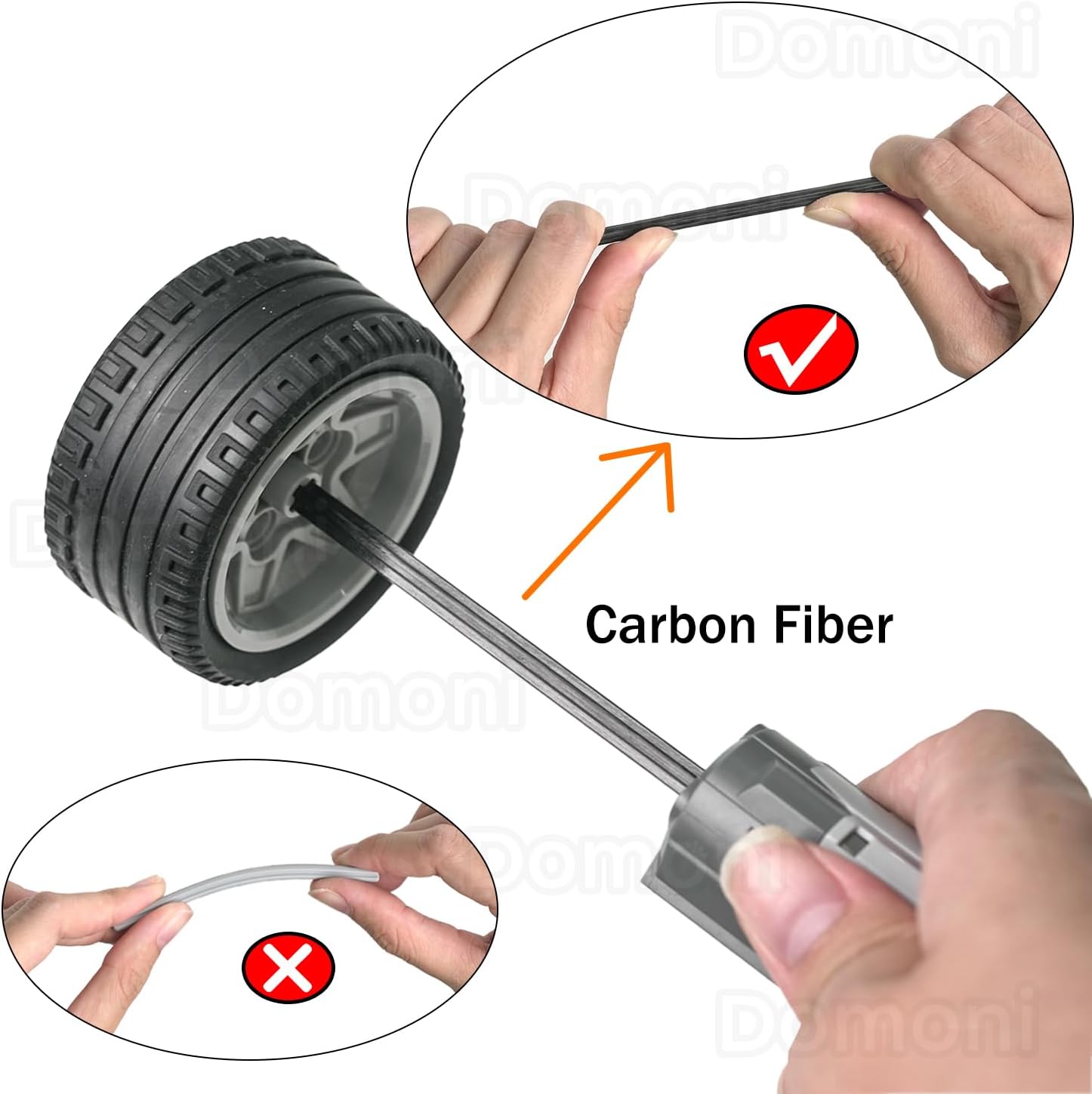 Domoni Carbon-Fiber-Axle Technical Parts - 40 Piece MOC Building Blocks Cross Axles Compatible with Major Brand