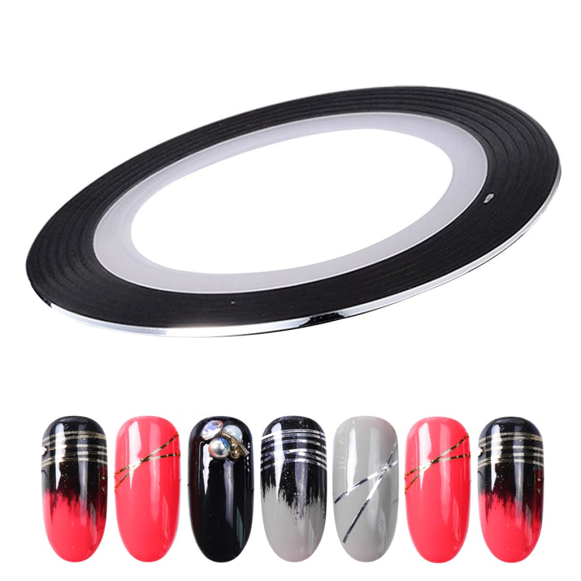 Ruban à bande nail art, ligne de ruban à nail art argent, autocollant de décoration de nail art, lignes de ruban adhésifs pour les nails nails, ligne d'ongle d'autocollant en argent, rayures à ongles