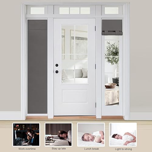 Miniatura 7 de WdFour Cortinas de puerta lateral para ventana de puerta, oscurecimiento de la habitación, cubierta de ventana de puerta de color sólido para puerta