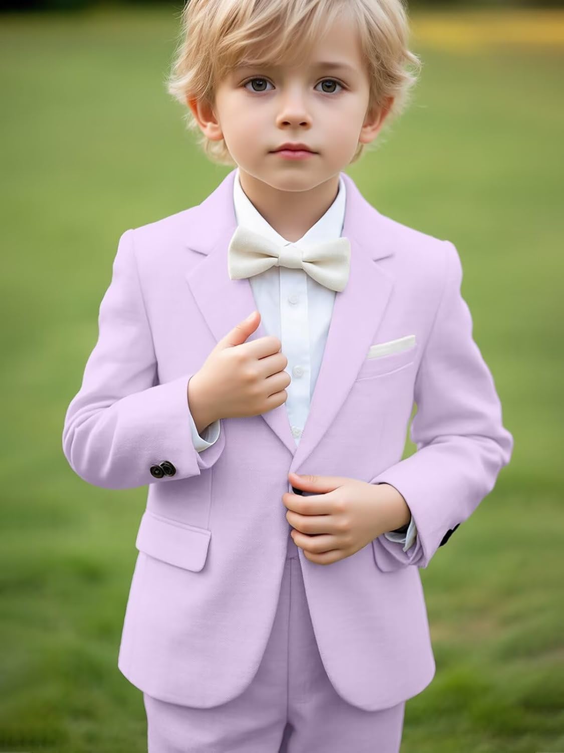 Summer Wedding Boys Linen Suit Solid Casual Slim Fit 2 Piece Boys Tuxedo Suit Outfits Vacation Suits for Boy