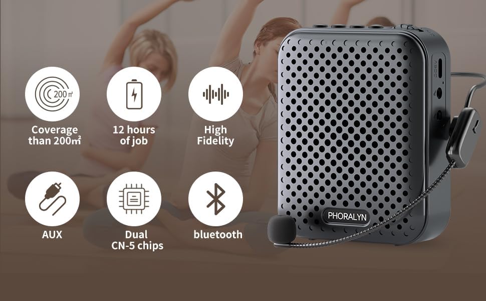 Miniatura 5 de Amplificador de voz para profesores con 2 micrófonos, amplificador de voz portátil con micrófono para auriculares, mini amplificador de voz personal