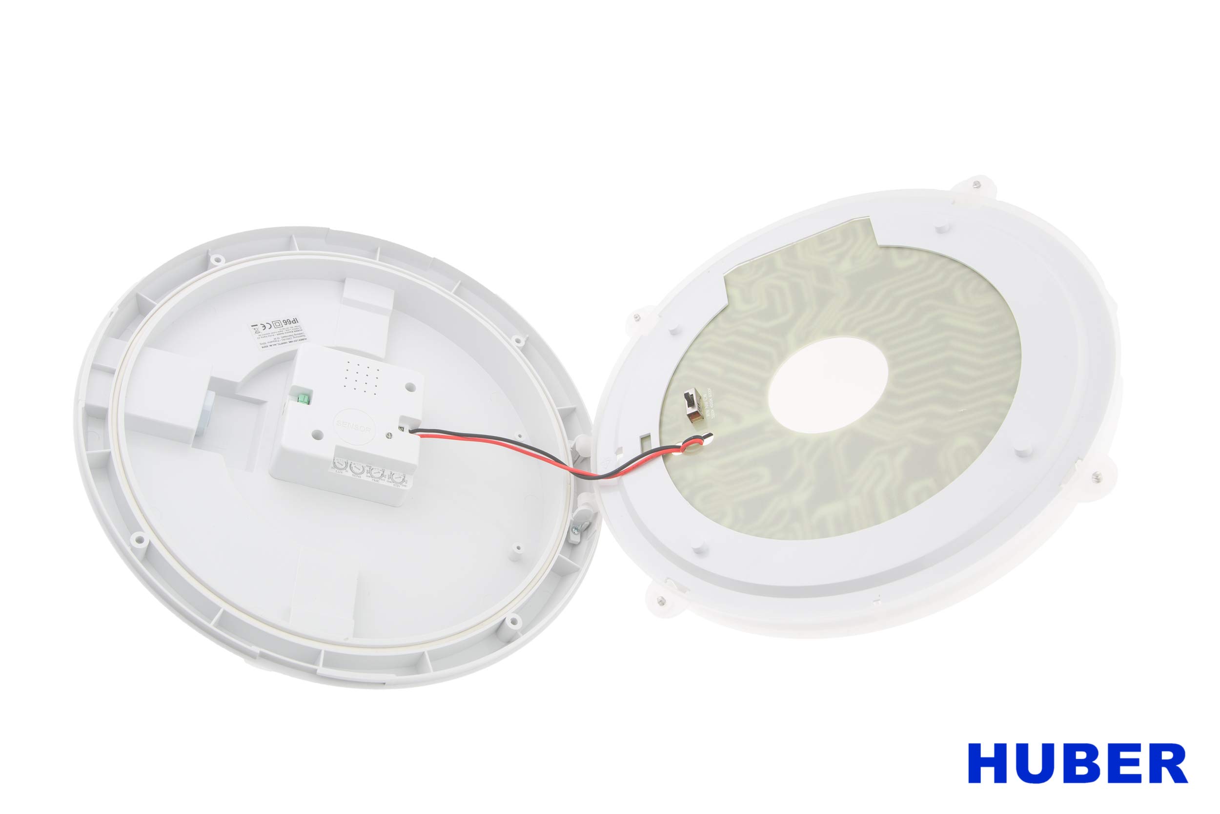 HUBER HML 100 HFTC LED Deckenleuchte mit Bewegungsmelder 1850lm 14W | Lichtfarbe einstellbar, 360° Erfassungsbereich, Für innen und außen, IP65, HF-Sensor