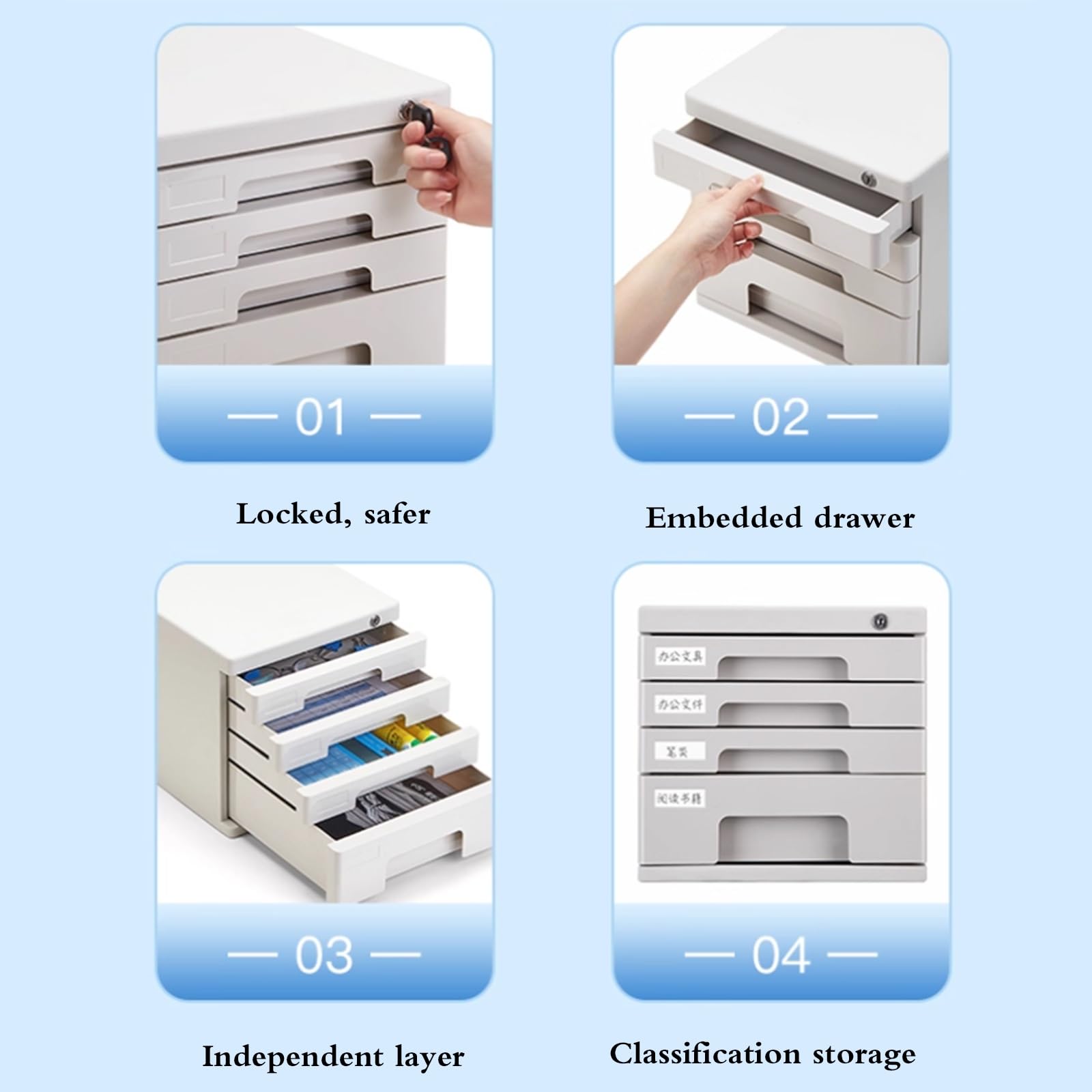 Cassettiera Portadocumenti A4 A 4/5 Ripiani Con Serratura - Organizzatore Per Documenti Da Ufficio, Cassettiera Da Scrivania Per Cartelle, Documenti E Altro Casa Ufficio(Gris,4-layers)