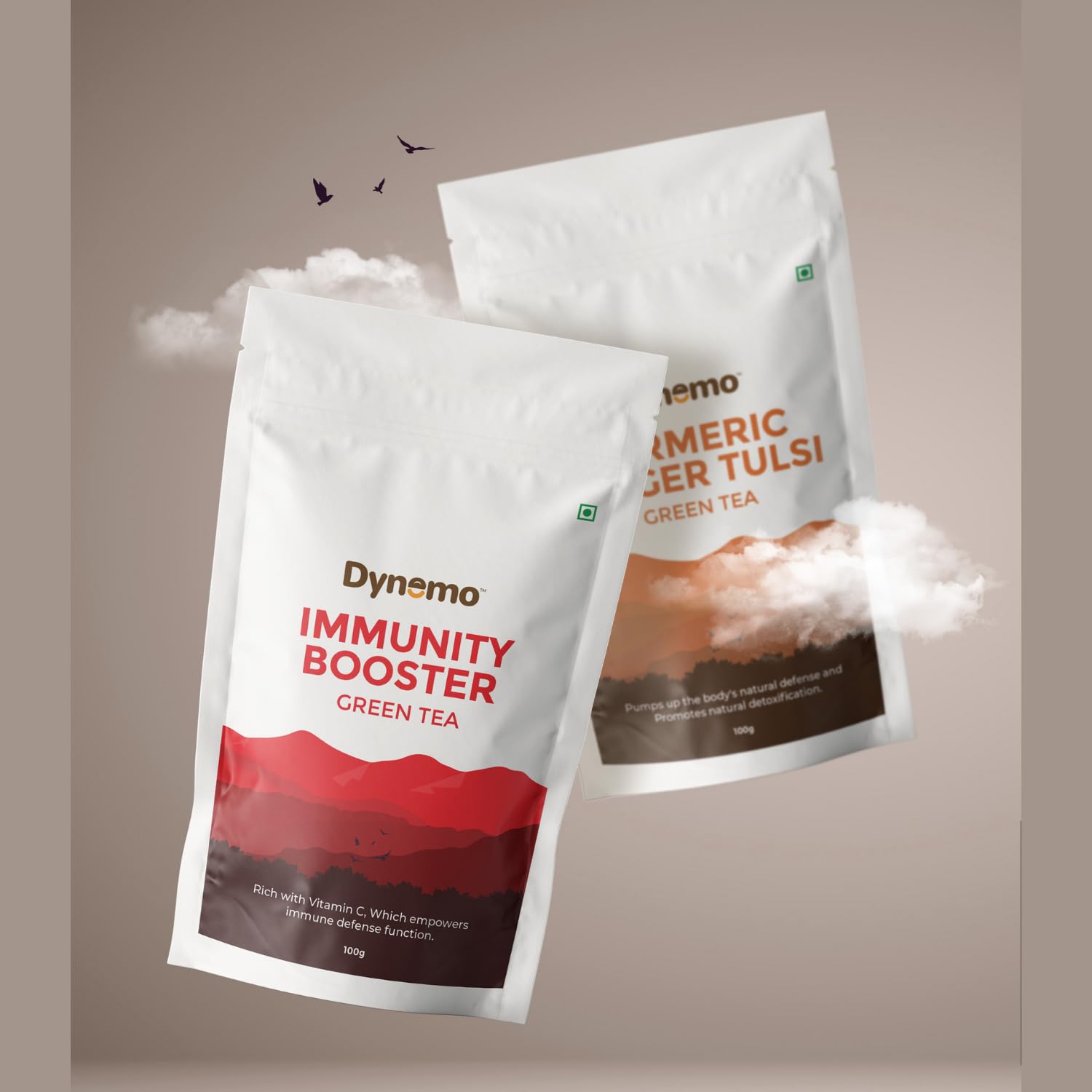 Dynemo Immunity Booster Green Tea – Herbal Blend with Natural Ingredients – Refreshing & Uplifting – Supergreen Tea, Immunity Tea With Herbal Blend, Support Your Immune System. 250 grams with Reuseable Ziplock pouch.