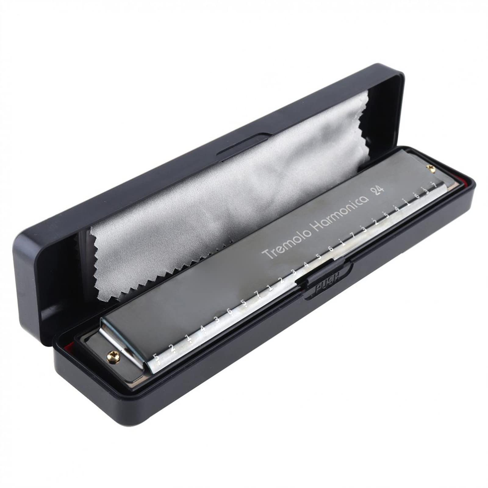 Standard Mundharmonikas Matte 24-Loch-Titan-Mundharmonika-Tremolo-Tonschlüssel C-Harfe-Mundharmonika-Musikinstrumente