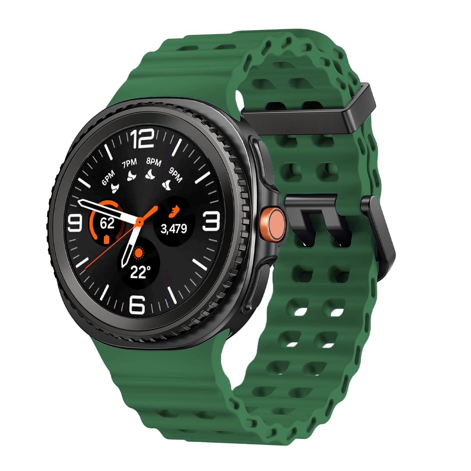 Bracelet de sport en silicone marin compatible avec Samsung Galaxy Watch 8 9 Classic 46 mm pour homme et femme, bracelet de sport en silicone souple et respirant pour Galaxy Watch 8 9 de 44 mm