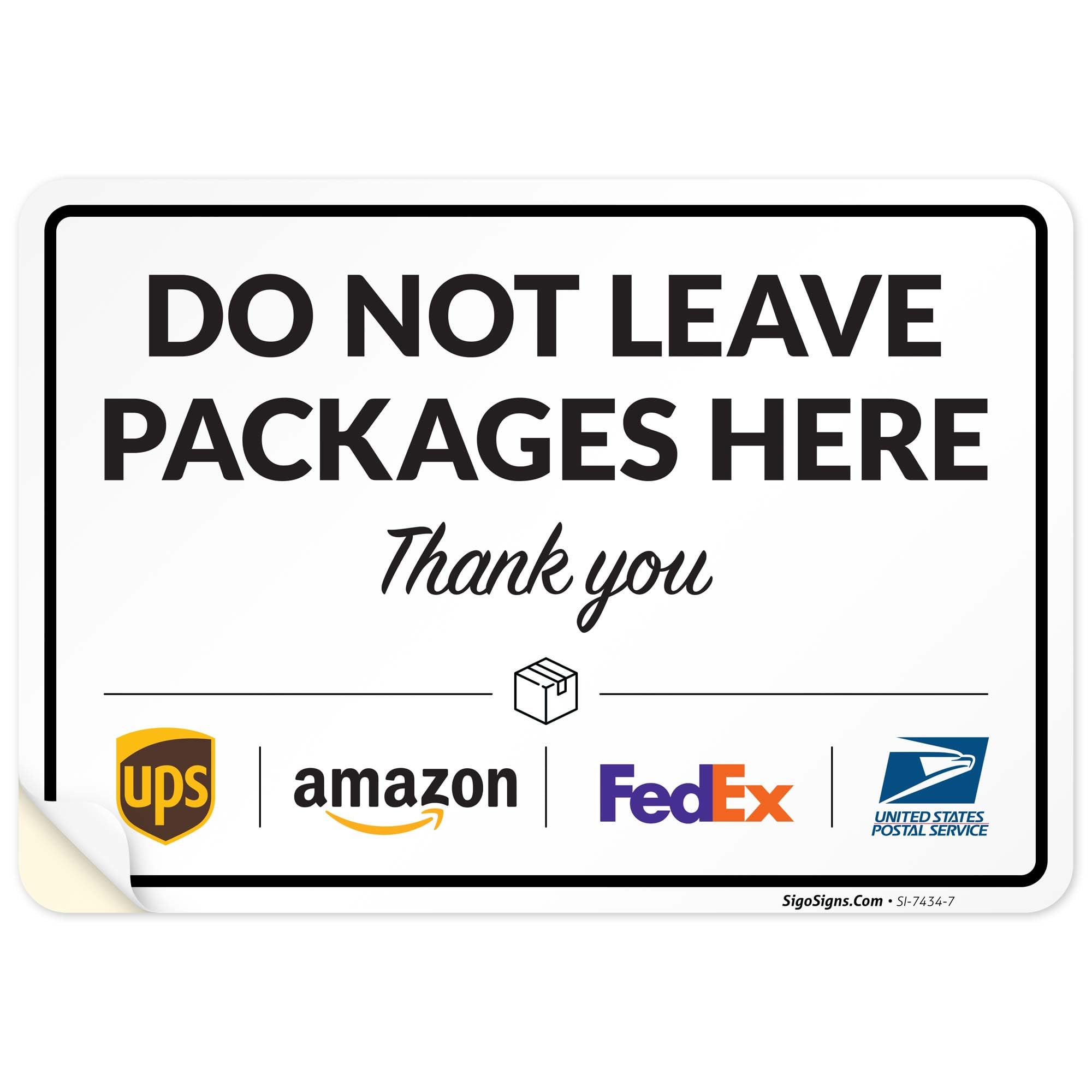 Please Delivery Sign, Delivery Instructions Do Not Leave Please Here Sign, 12" x 8" Inches, 4 Metal Metal Weather Resistant, Made in USA