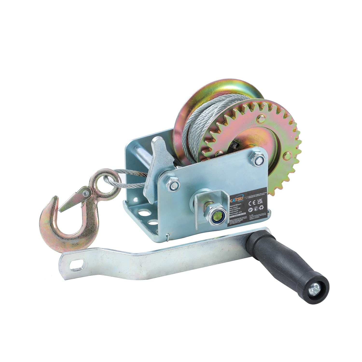 KATSU Tools Cabrestante Manual 600lbs 270kg con Cable de Acero de 10m, para Remolques de Coche, Barco, Camión y Recuperación de Emergencias para SUV ATV UTV 325930