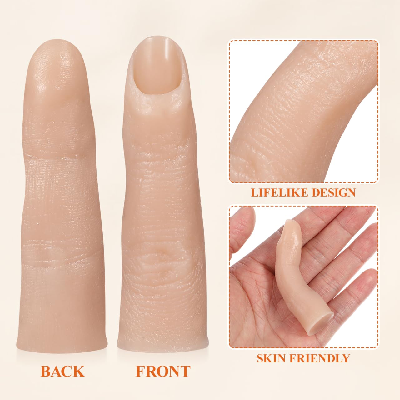 Angoily Practice Finger for Acrylic Nails, Realistic Simulated Silicone Fake Finger, Flexible Nail Practice Tool, Manicure Art Training Model & Display Tool Ideal for Halloween Decorations