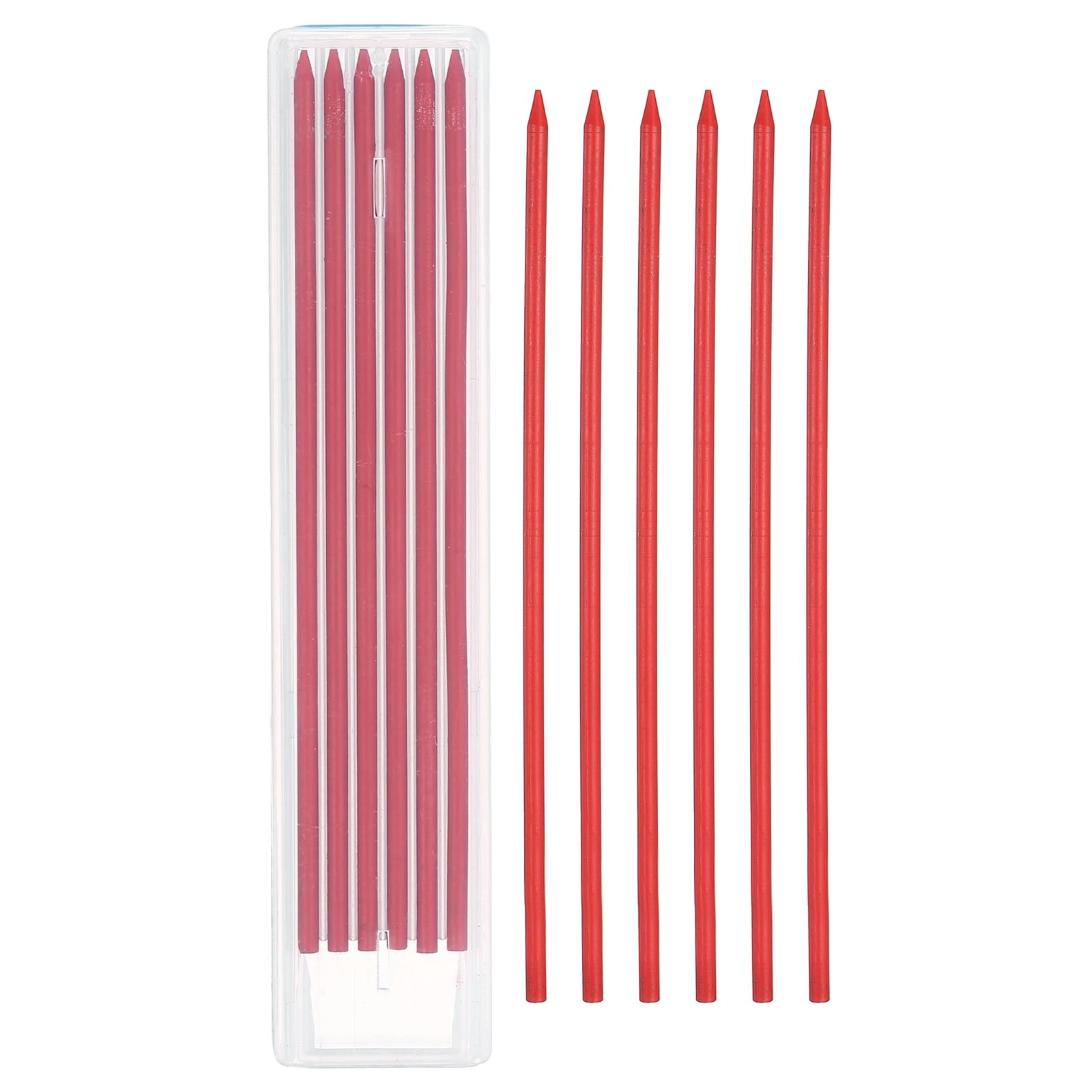 PATIKIL 12Pcs 2.8mm Carpenter Pencil Lead Refills, Solid Dry Pencil Refills Break Resistant Lead Refill for Mechanical Carpenter Construction Pencils Art Drafting, Red