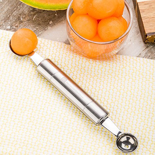 image for Dual Double Sided Melon Baller, Smooth Round Melon Balls - Stainless S