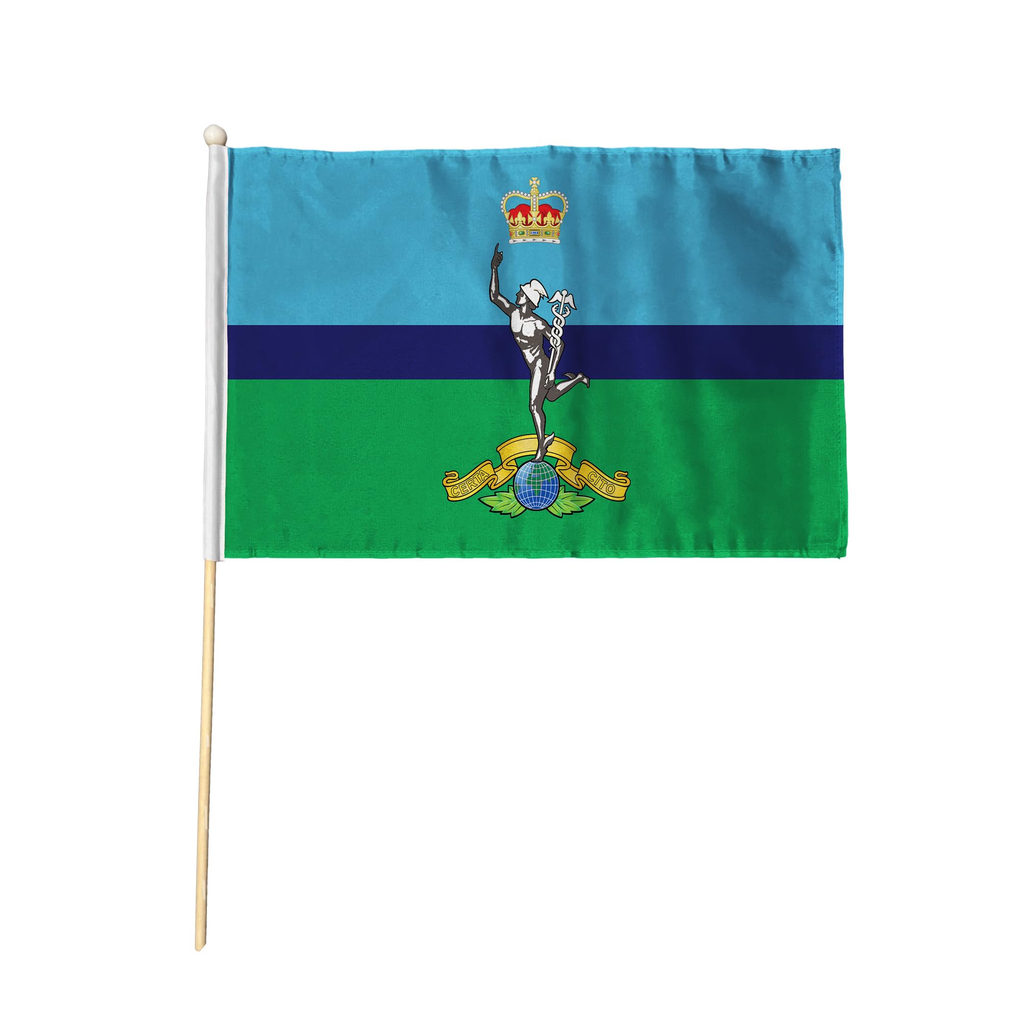 Flagtex Royal Signals R SIGNALS Pack of 12 Hand Waving Flag (9x6 Inch) - Premium Wooden Stick Hand Flag 9x6 Inch Natural Wood Pole British Army Communications Regiment