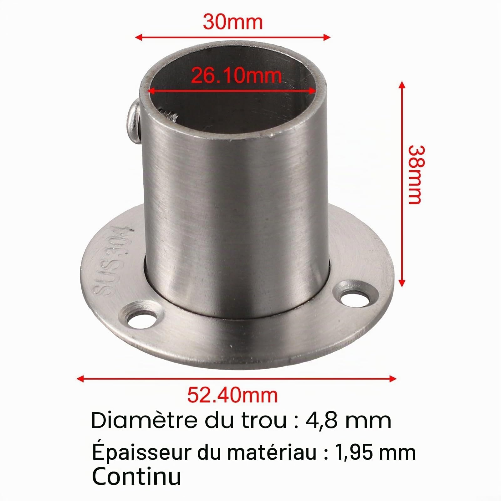 Bride murale en acier inoxydable poli pour fixation de tube pour diverses applications (25 mm)