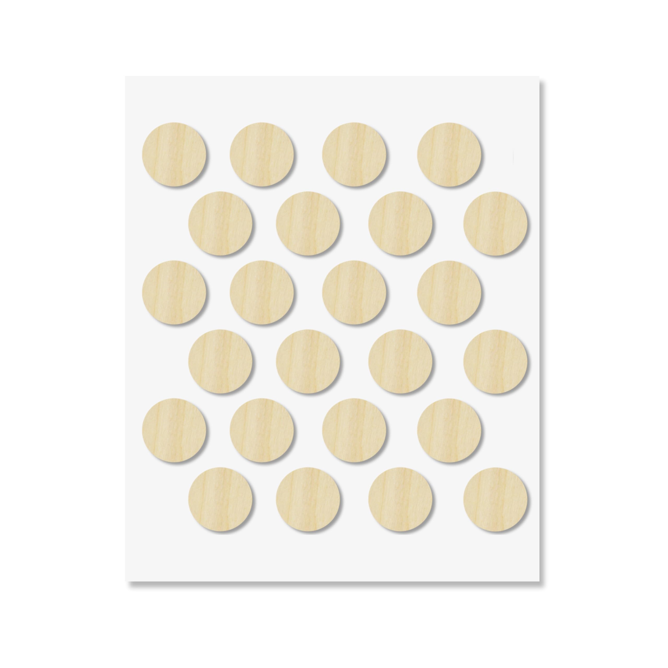 Maple Self-Adhesive Screw Hole Stickers - 24 pcs. 0.79 inch / 20 mm Peel Stick Dust Proof Tape, Water Resistance PVC Caps for Wood Cabinets, Furniture, Drawer, Wardrobe, Kitchen, Table