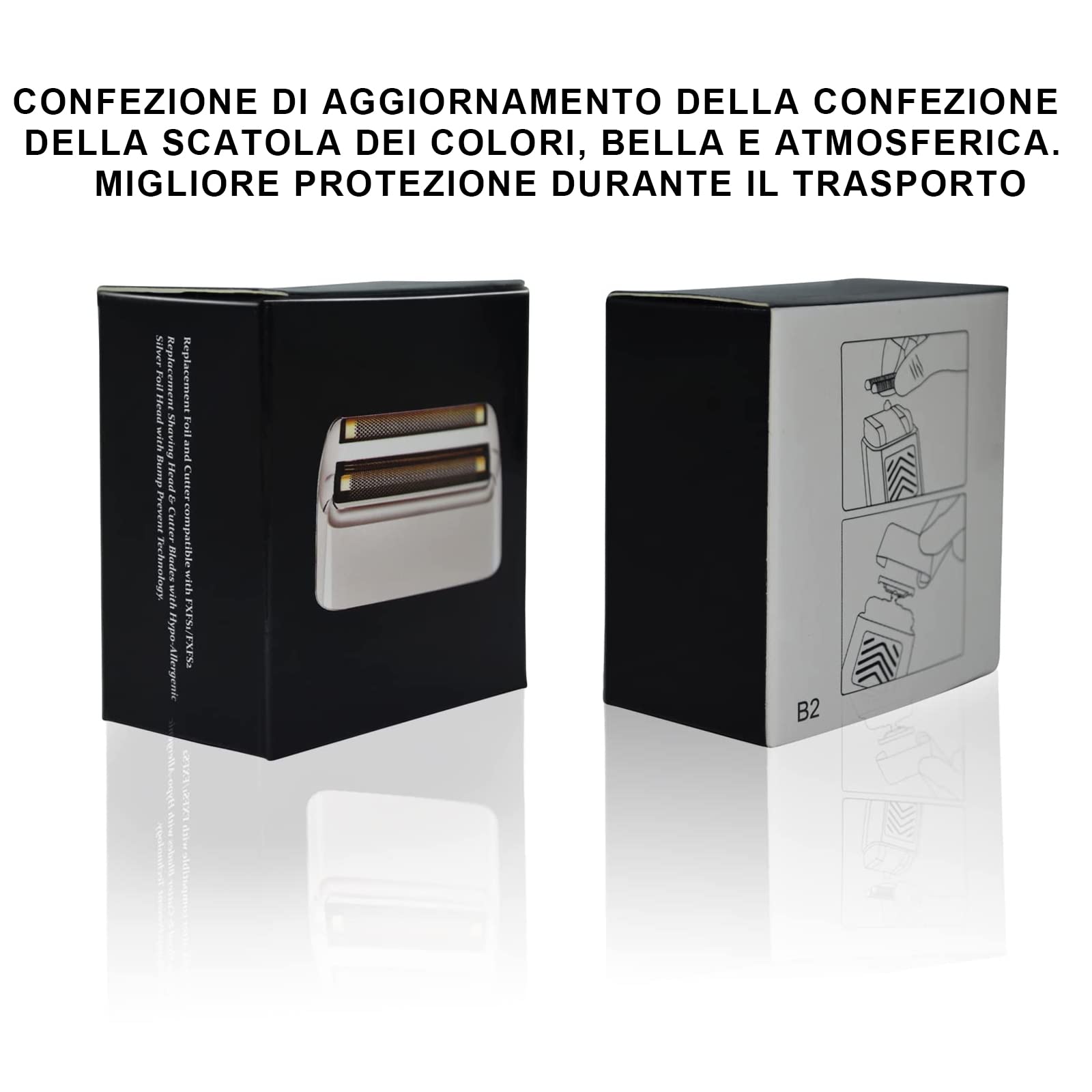 Lot de 2 pièces de rechange compatibles avec les rasoirs à membrane BaByliss FXFS2G/FXFS2, tête de rasage compatible avec les rasoirs BaByliss Pro, argent