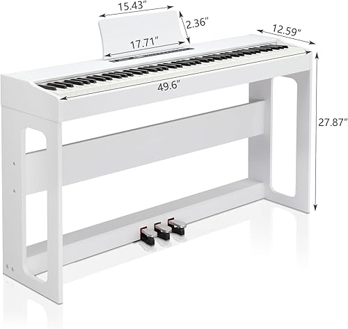 Miniatura 7 de Ktaxon - Piano digital de 88 teclas con acción ponderada, piano eléctrico con unidad de 3 pedales, doble Bluetooth, funciones de control de