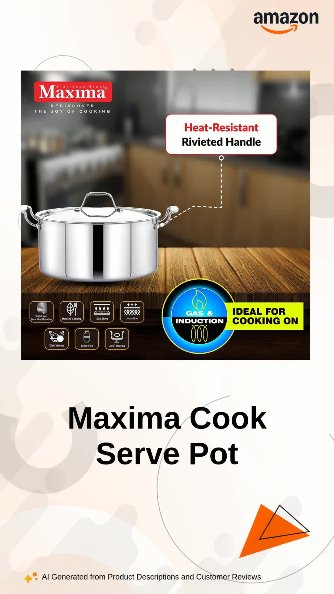 Buy Maxima Stainless Steel Cook and Serve Pot with Stainless Steel