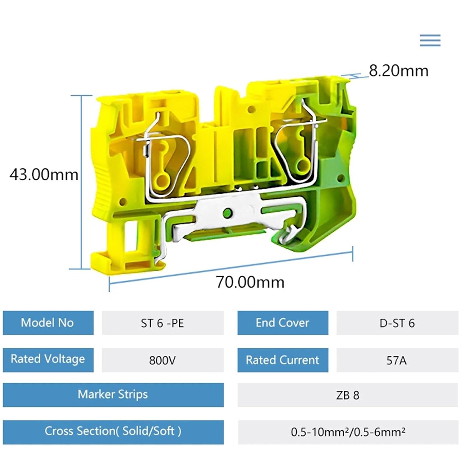 10Pcs ST-6PE Din Rail Connectors