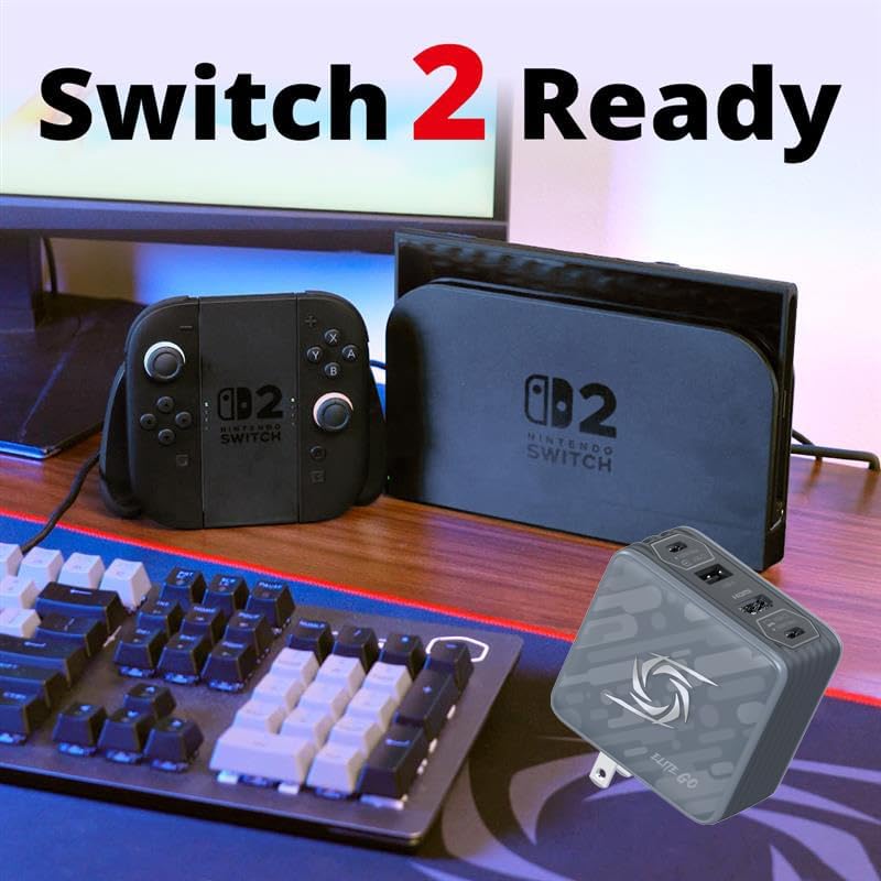 AVerMedia Elite Go GC313PRO connected to a Nintendo Switch 2 setup, indicating compatibility.