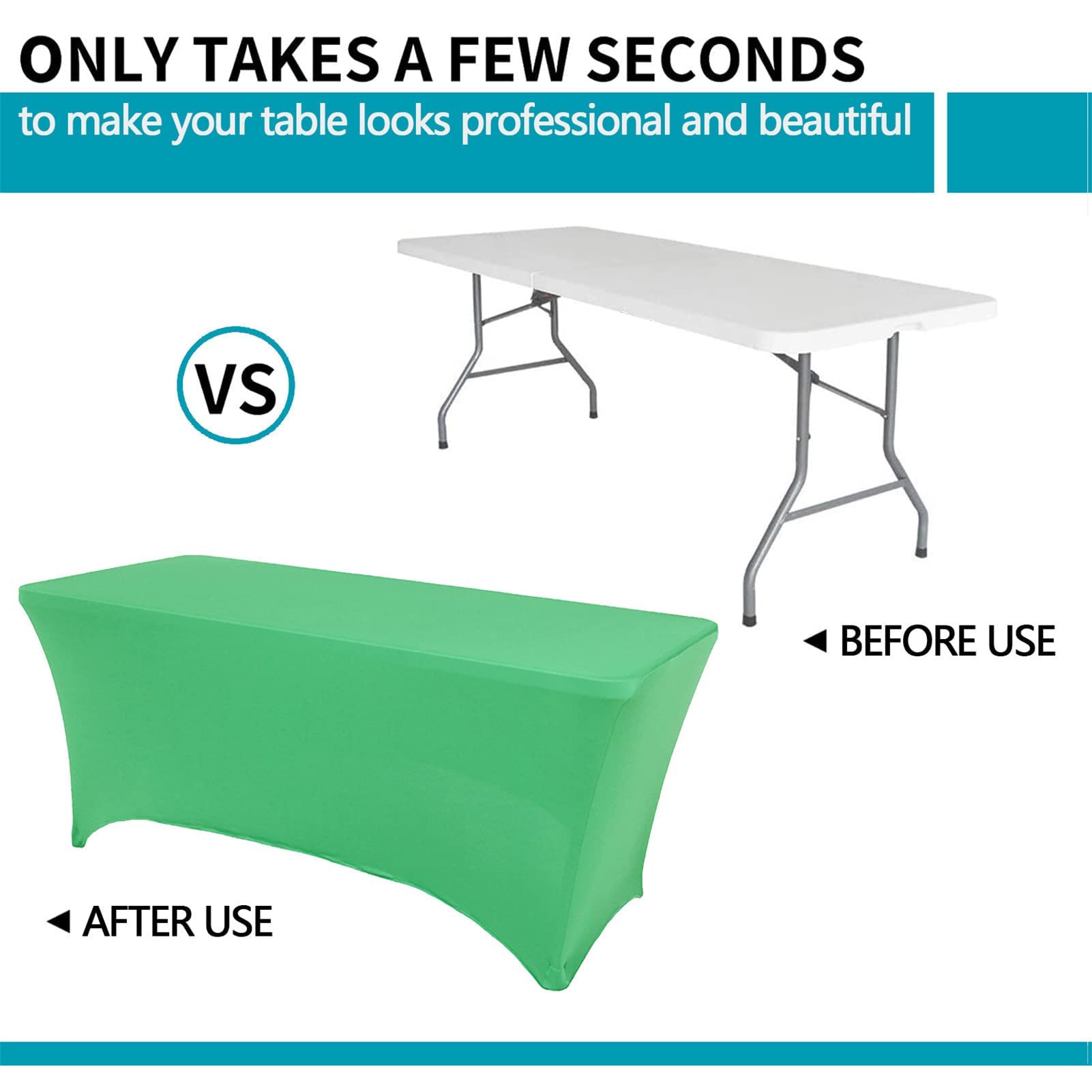 SHUOJIA Nappe De Table En Spandex, Nappe Rectangulaire Extensible, Nappe De Cocktail Anti-Rides Vêtement De Table Serré Lavable Pour Mariage/Fête D'anniversaire (Yellow,5FT- 152CM (2pcs