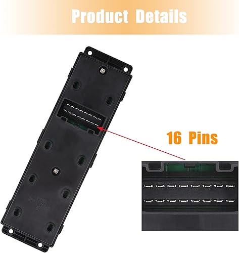 Miniatura 5 de TINJO Interruptor de control de elevalunas eléctrico para Hyundai Accent 2011-2017, reemplaza OEM 93570AP1R101, 93570-1R111 Botón de control