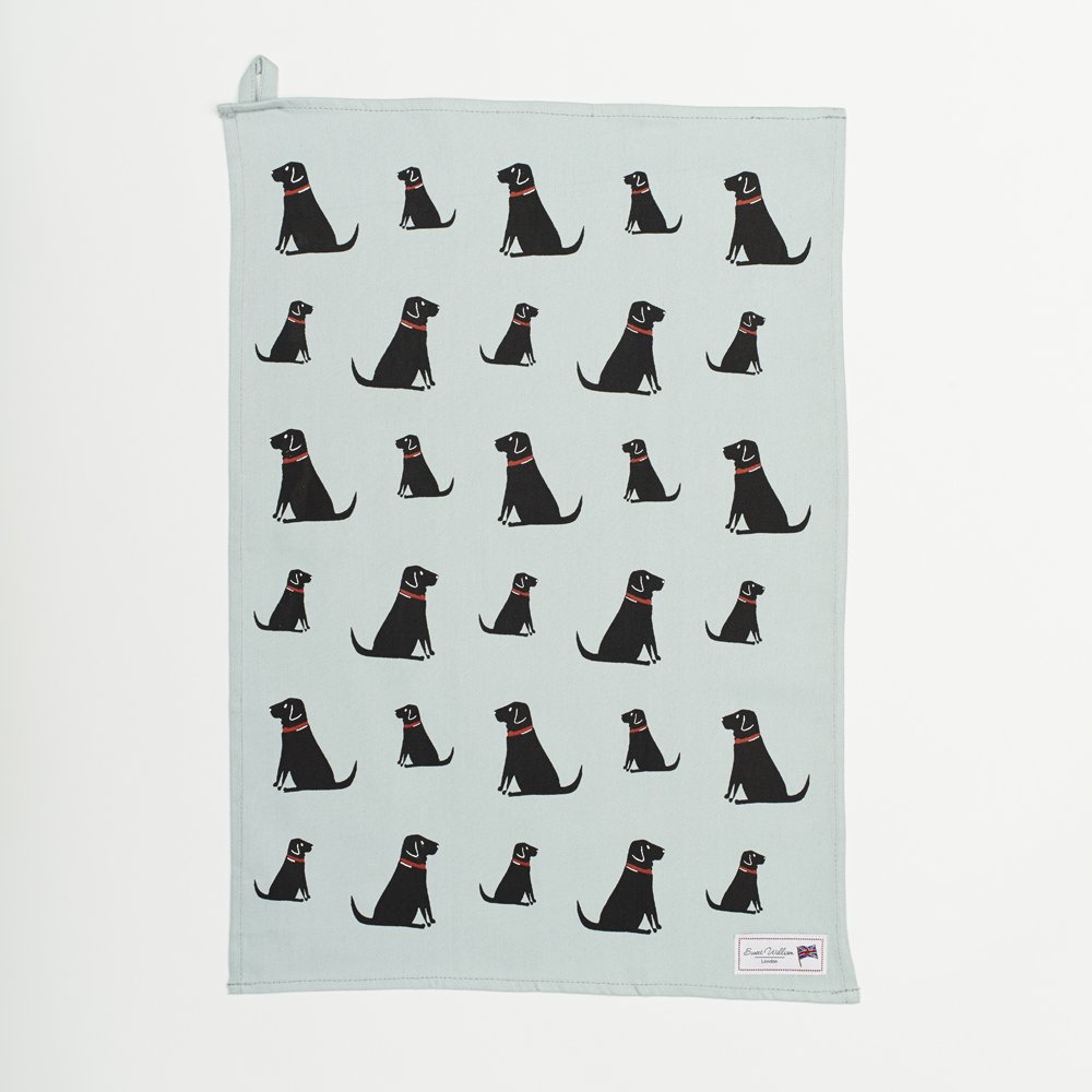 Sweet William Designs Black Sweet William Labrador Tea Towel