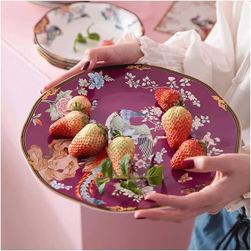 Miniatura 3 de BAUBUY Plato plano de cerámica de forma redonda de Platón Personality para cocina, pasta, plato principal de postre, fruta y aperitivos, 8 pulgadas,