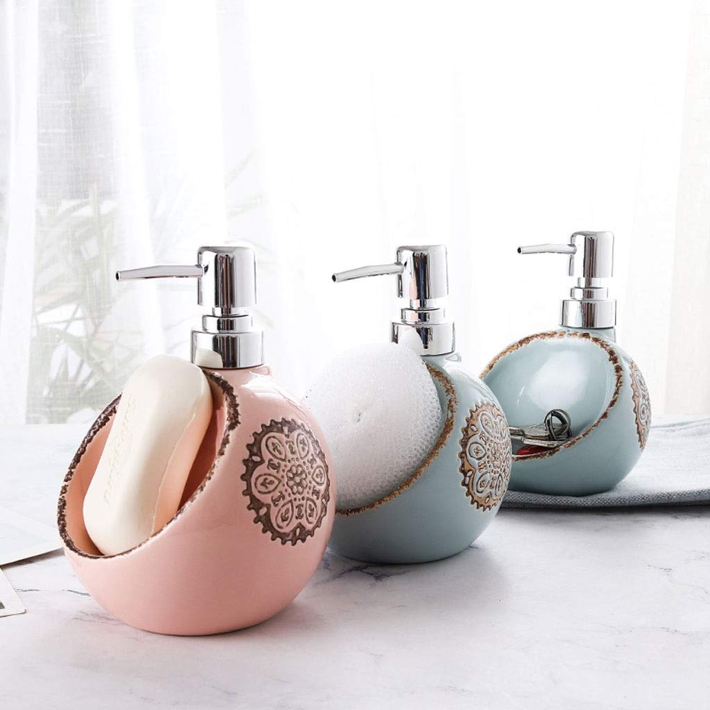 Dispenser per Sapone Liquido Lozione detergente Ceramica Dispenser maniluvio Dispenser di Sapone Bagno Doccia Lotion Dispenser Soap Dispenser Dosatore Sapone Ricaricabile (Color : A, Size : M)