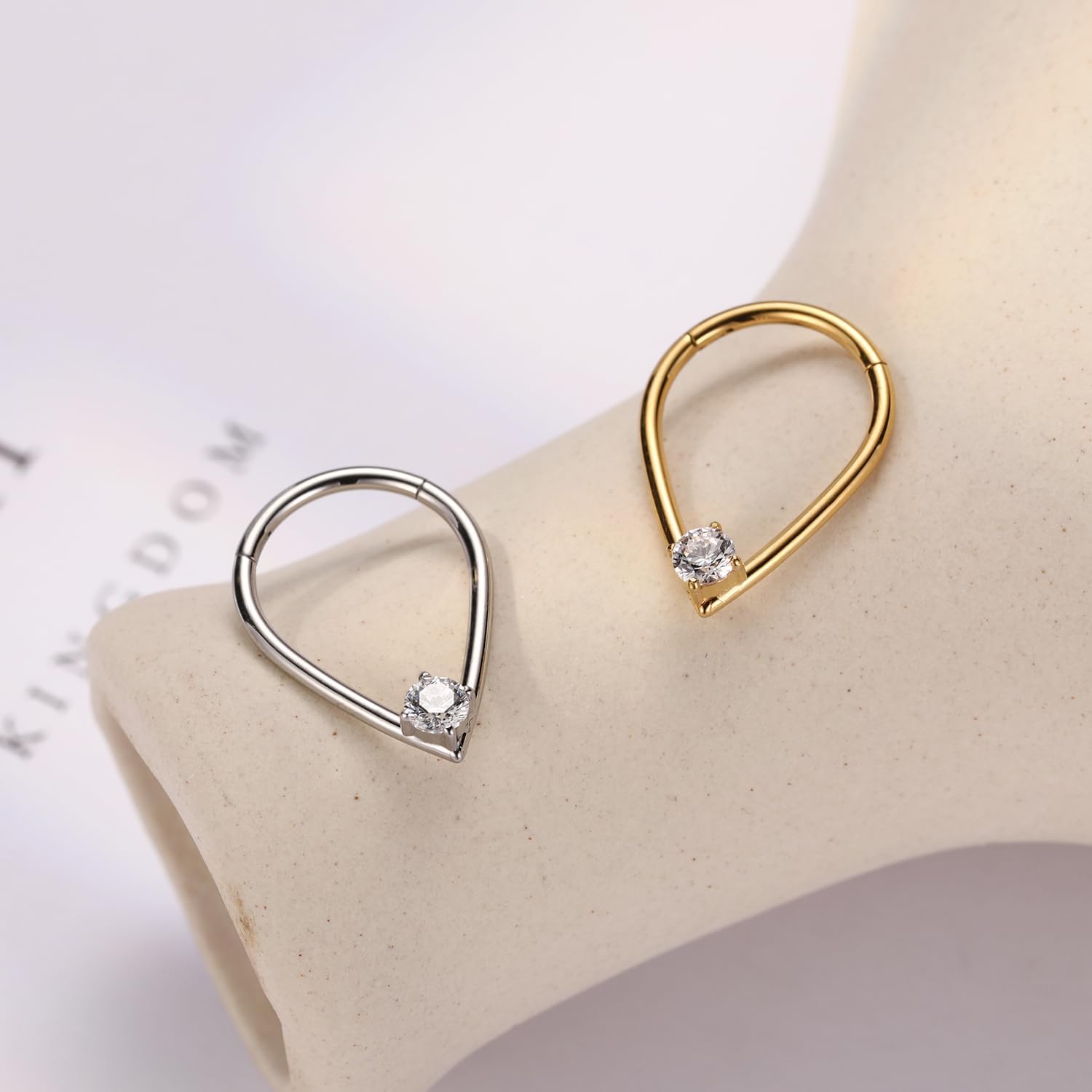 FUNLMO 316L Surgical Steel Septum Ring Daith Tragus Helix Rook Cartilage Piercing Jewelry Teardrop Nose Ring Hoop for Women Men - Image 4