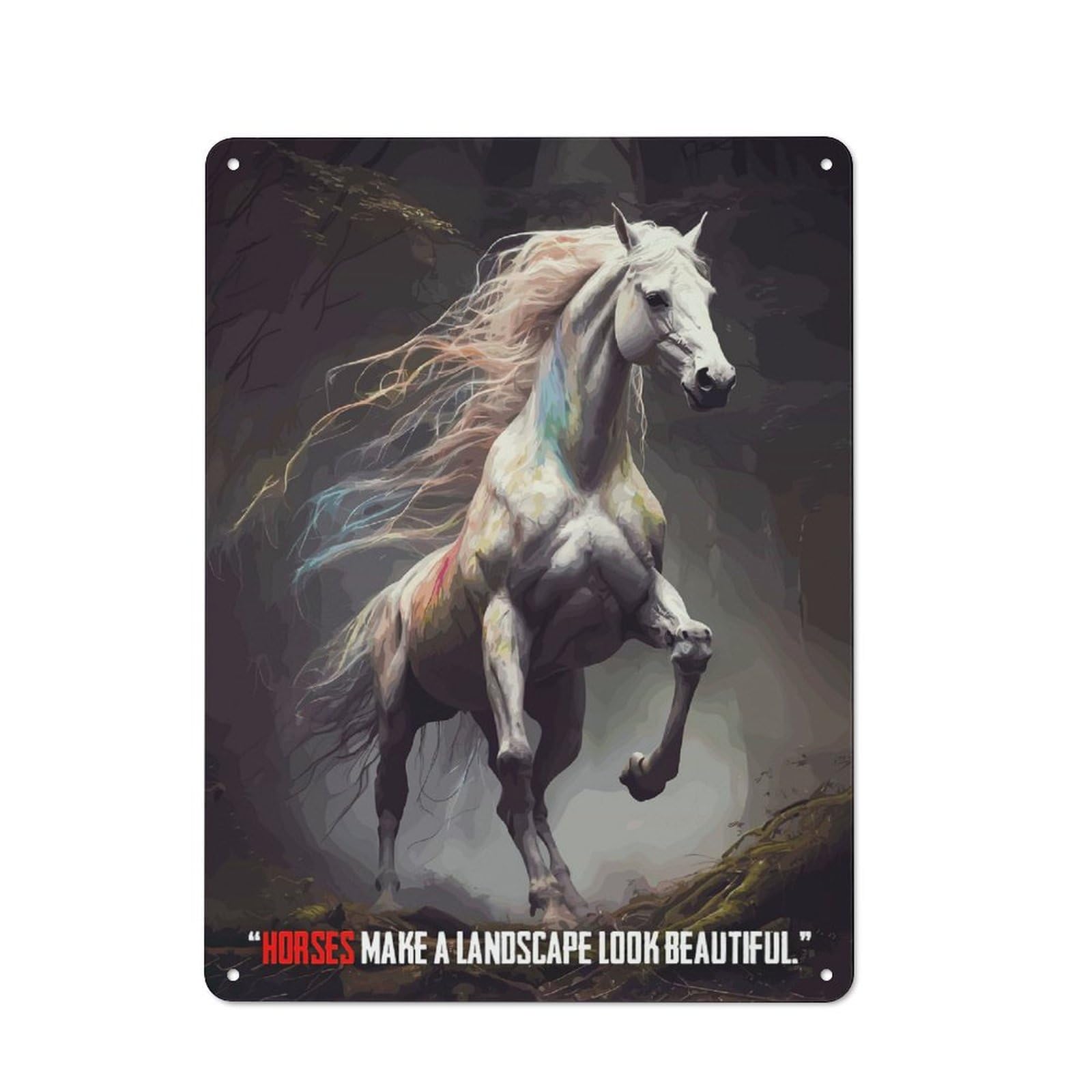 Junmoney Style-4 Metal Wall Sign With Horse Quotes Design 40X30cm, Loft Style Studio Wall Art For Flat, Bar, Studio Or Gallery Wall