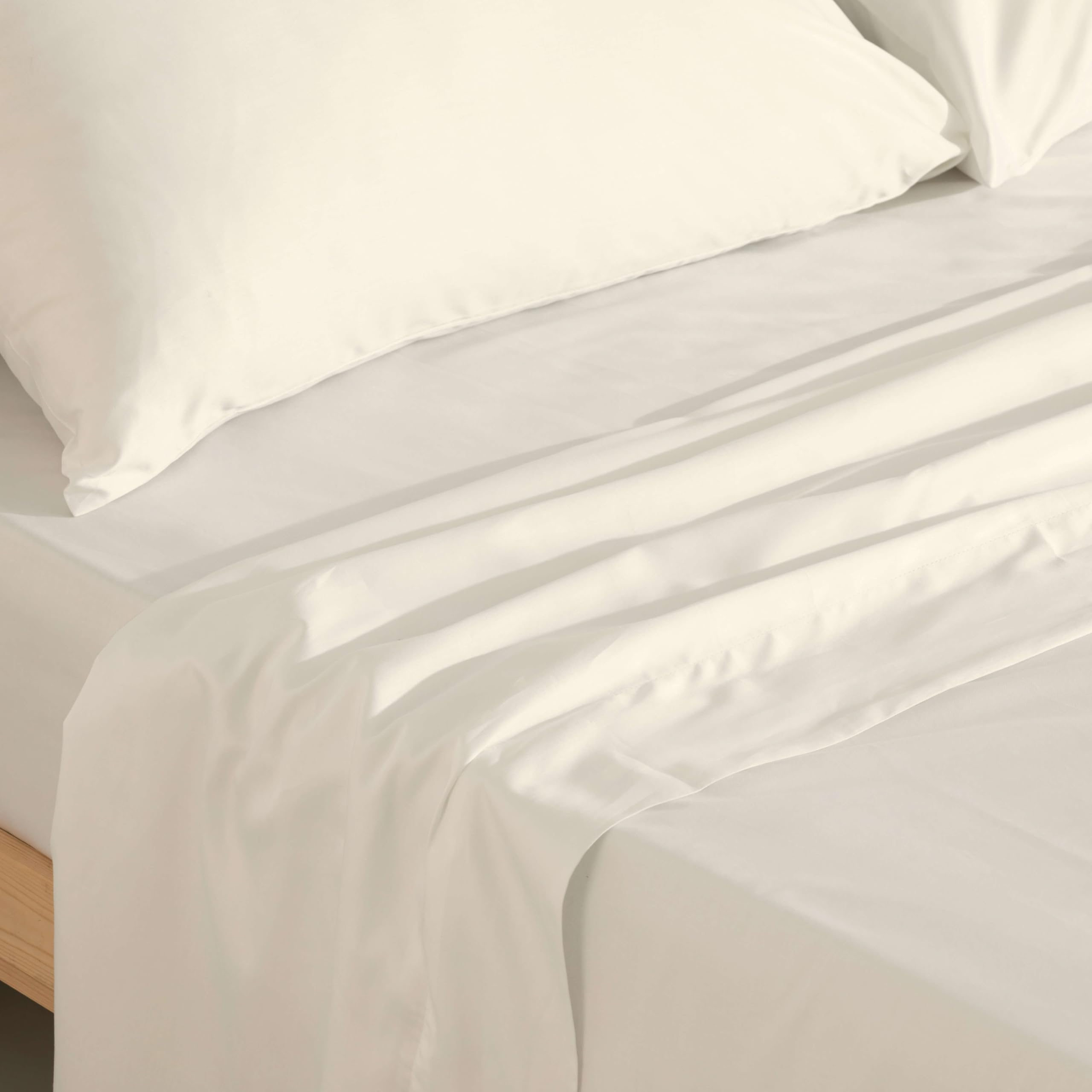 BELUM | Juego de Sábanas Satén 300 Hilos para Cama de 135 - Encimera 210x270cm - Bajera 140x200cm + 35 cm Fuelle Funda Almohada: 50x80 2 Unidades Modelo: White