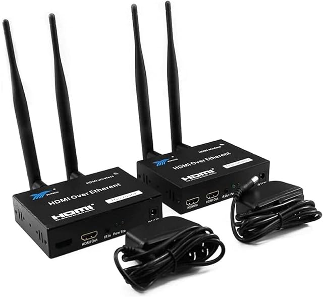 Wireless HDMI Extender 2.4G/5G Transmission System Transmitter Receiver Video WIFI 200m 656ft  Sender Kit with IR Pass Through 1080P@60Hz Full HD full House Coverage Plug and Play