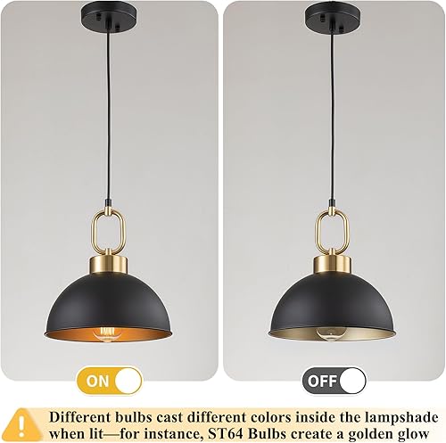 Miniatura 5 de Luces colgantes de granja para isla de cocina, iluminación colgante de una sola cúpula de 10.2 pulgadas, luces de isla modernas de altura ajustable