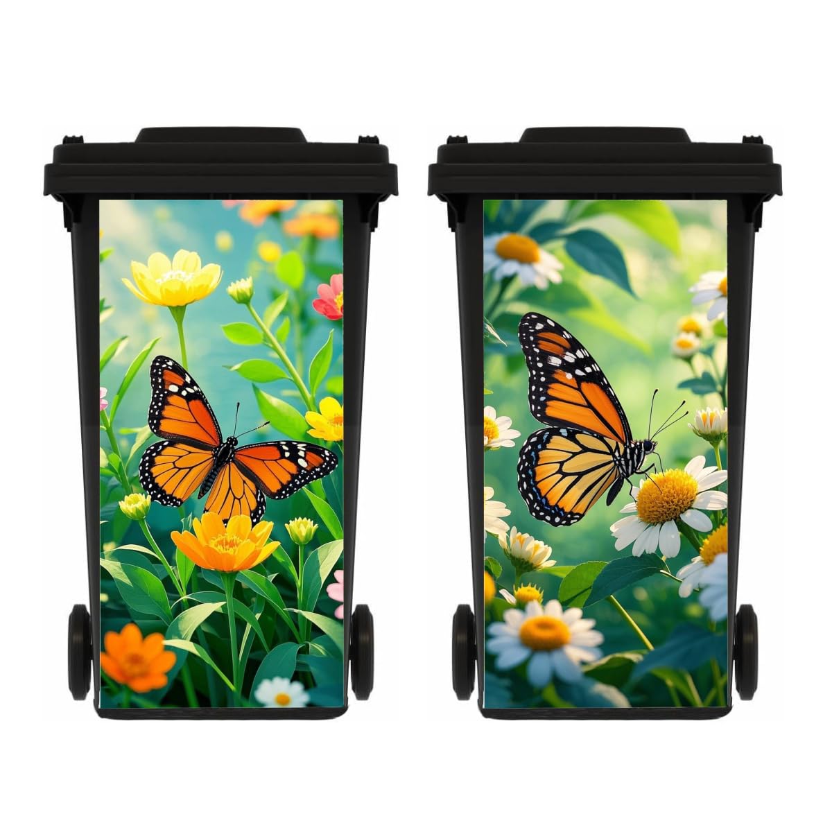 WRYXPL 2 Sheets Wheelie Bin Stickers Butterfly Self Adhesive Dustbin Sticker Decorative Decal for House Decoration, Fridge, Bins Wall, Indoor Outdoor