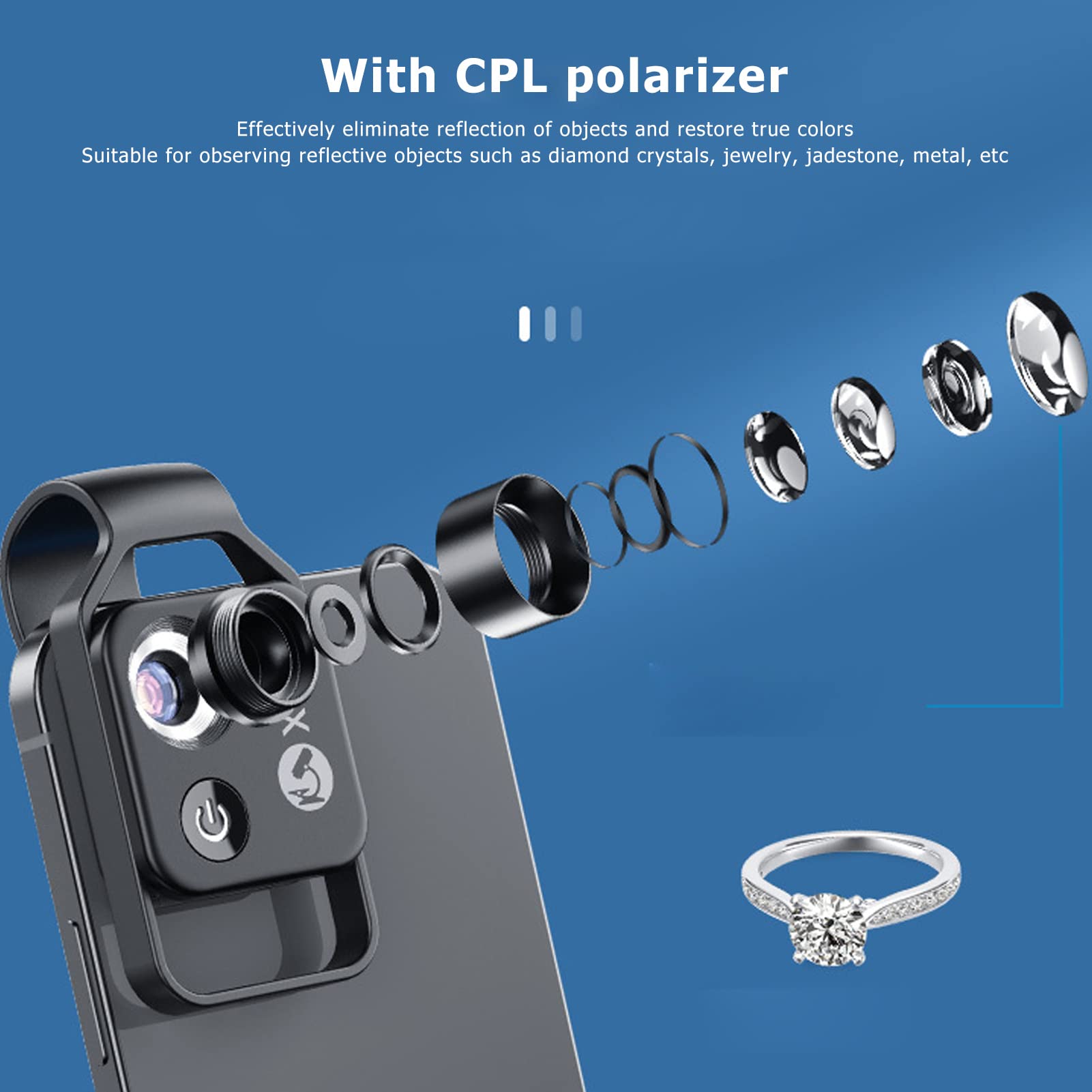 Mini Microscopio de Bolsillo para Teléfono 200X, Microscopio Portátil con Luz LED, Microscopio para Teléfono con Clip con CPL Universal, Microworld para Niños y Adultos (Negro)
