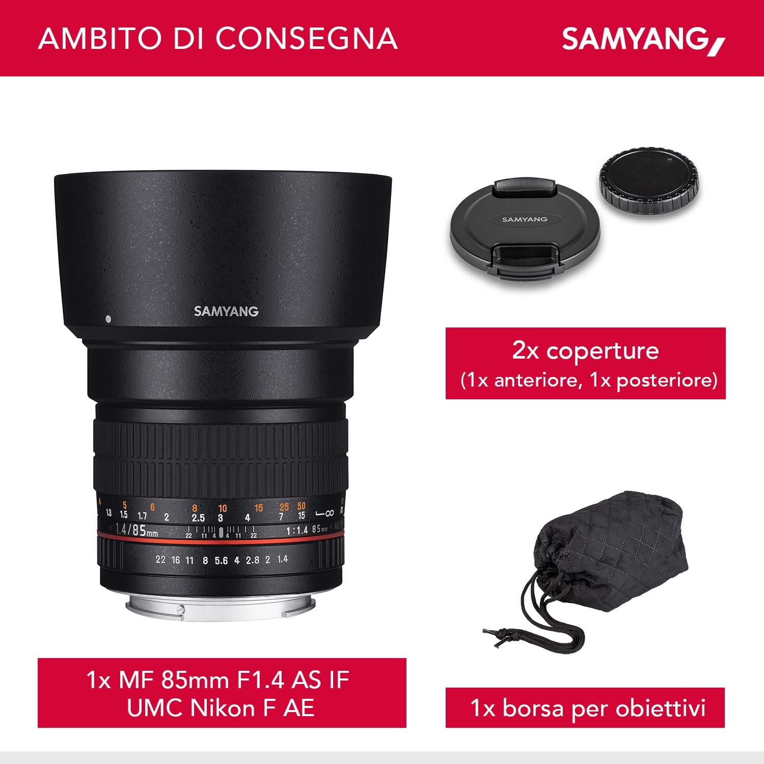 Obiettivo Samyang per Sony E 85mm F1.4 AS IF UMC nero
