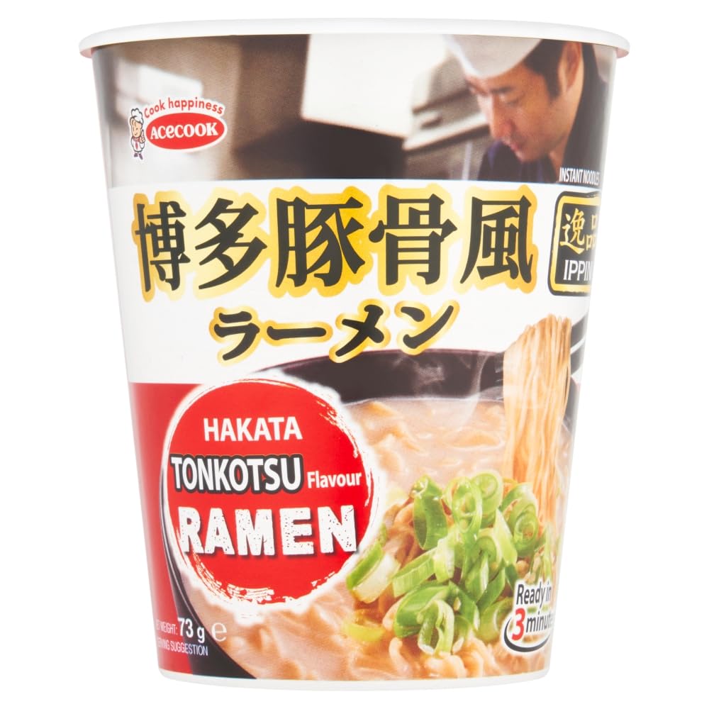 ACECOOK Ramen Instantáneo Tonkotsu Fideos Japoneses Ippin Estilo Hakata Taza 73g