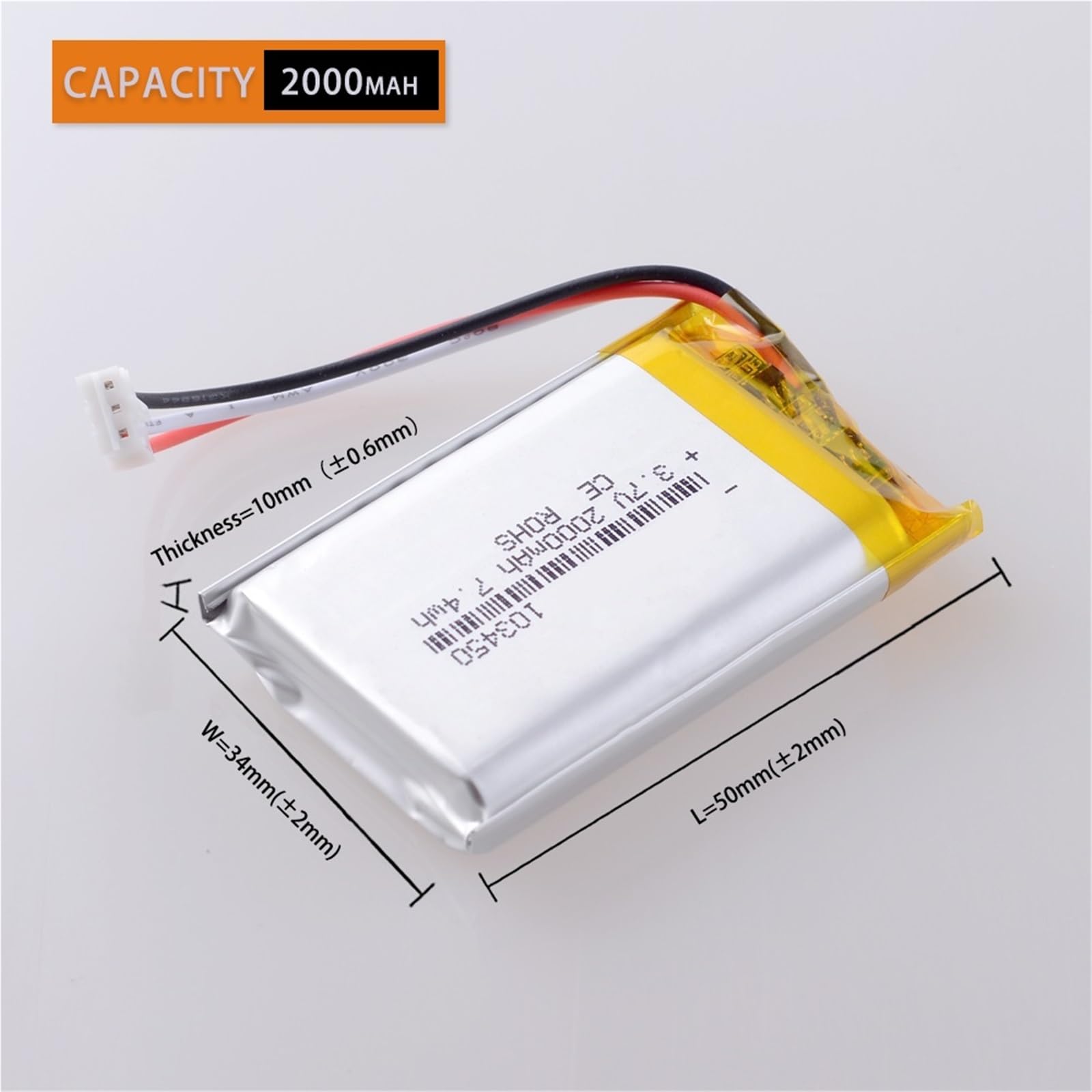 103450 3,7 V 2000 mAh ﻿1/4 pièces(4pcs)