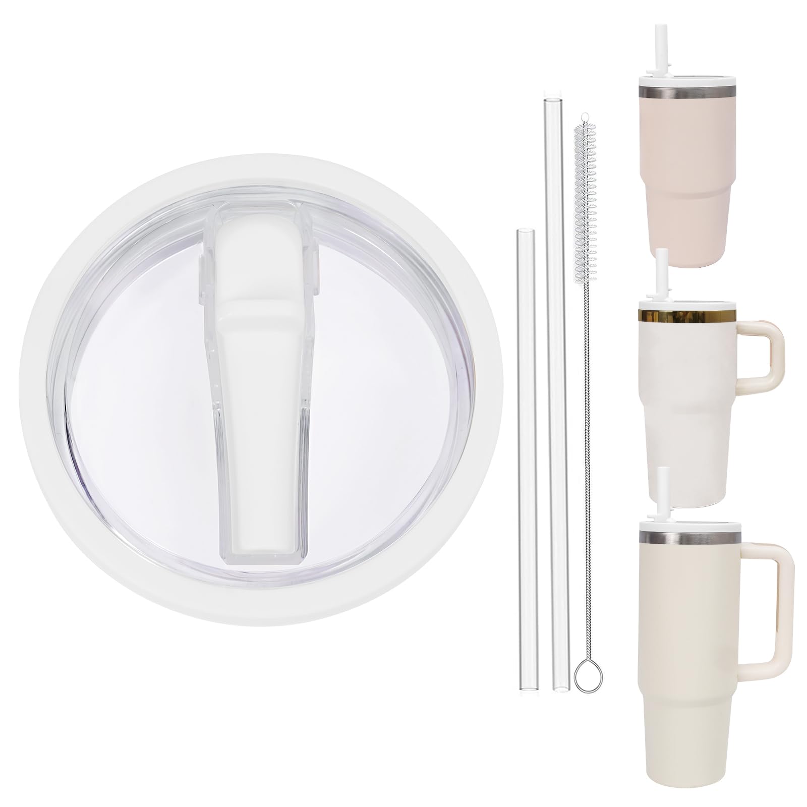 Replacement 30oz and 20oz Leak Proof Tumbler Lid With Straw- Fit For Stanley Adventure Quencher H2.0 30oz, 20oz With Handler and 20oz Without Handle