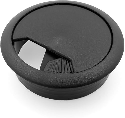 Miniatura 3 de Modket M4327-51-BK-3 - Cubierta de agujero organizador de cables de computadora de 2 pulgadas, ojal de plástico negro para escritorio, paquete de 3