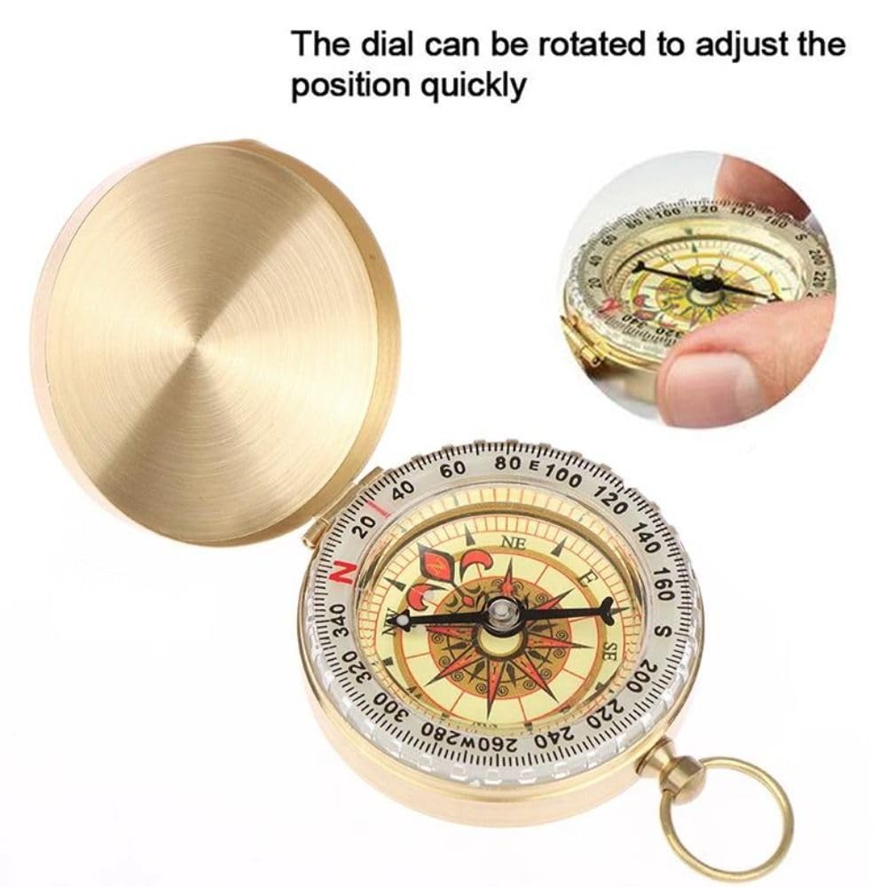 Brújula para navegación, reloj de bolsillo luminoso portátil, ideal para deportes al aire libre, camping, senderismo, viajes, buscador de dirección preciso, construcción de latón duradero