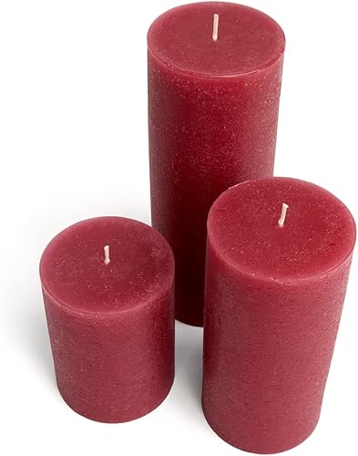 Miniatura 9 de BASK Juego de 3 velas de pilar moteadas, sin perfume, sin goteo, sin humo, para todas las ocasiones