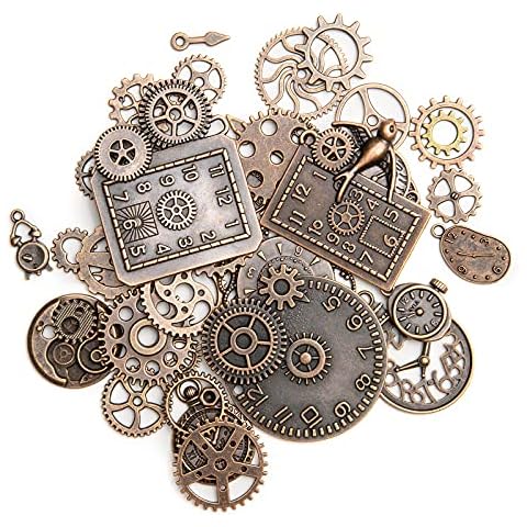 KIMI-HOSI 40 Stück Antik Steampunk Anhänger Charms Metall Armbanduhr Zahnrad Charms Retro Zahnräder Schmuck Cover