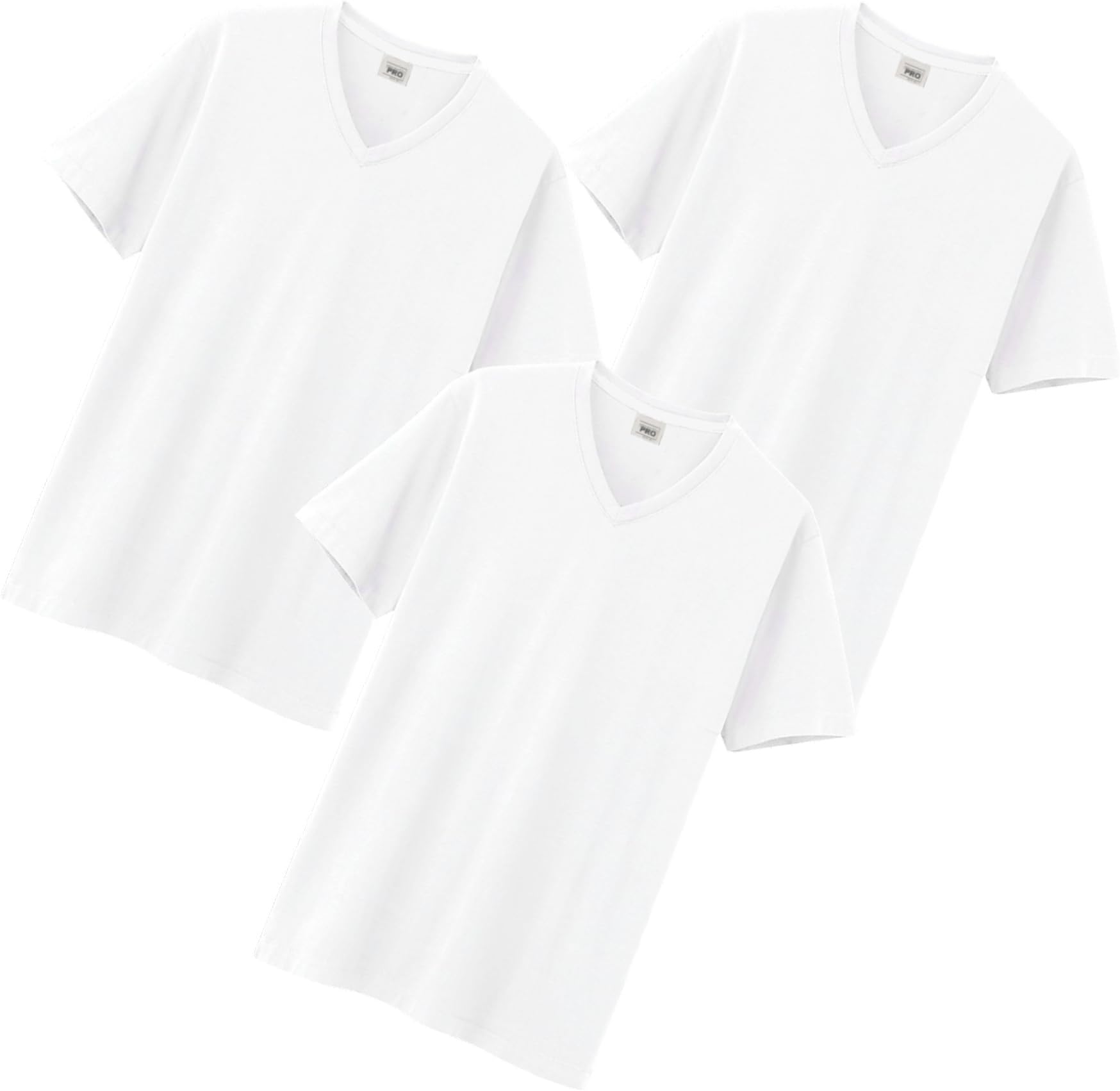 Hollywood Pro Mens T-Shirts White Heavy 3-Pack White PRO T-Shirts Shorts Sleeve V Neck