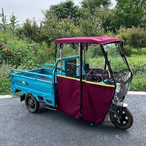 Toldo universal para triciclo de motocicleta eléctrica totalmente cerrado rojo