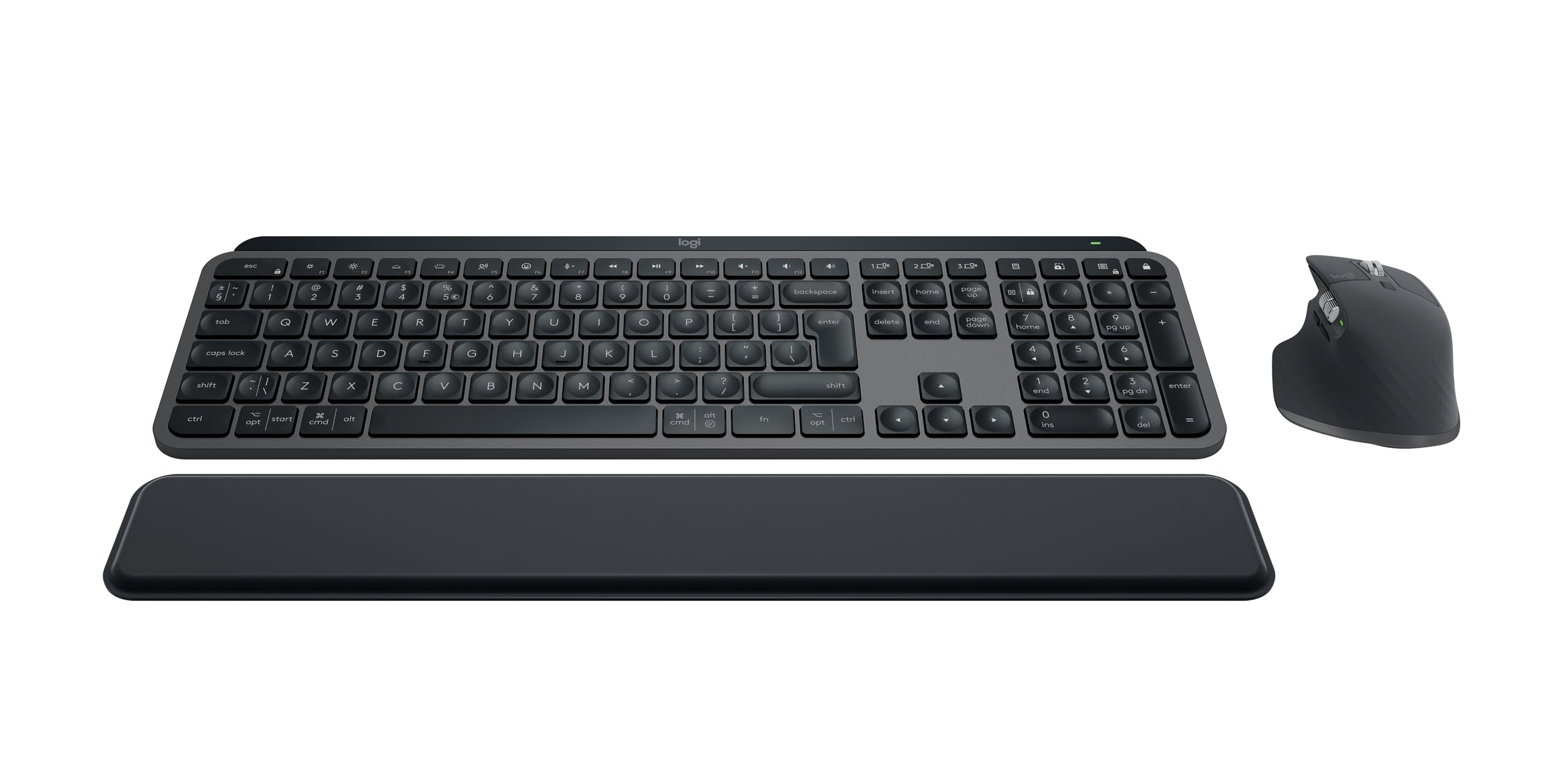 Logitech MX Keys S Combo: MX Master 3S, MX Keys S & MX Palm Rest - Grafite, Layout Internazionale QWERTY