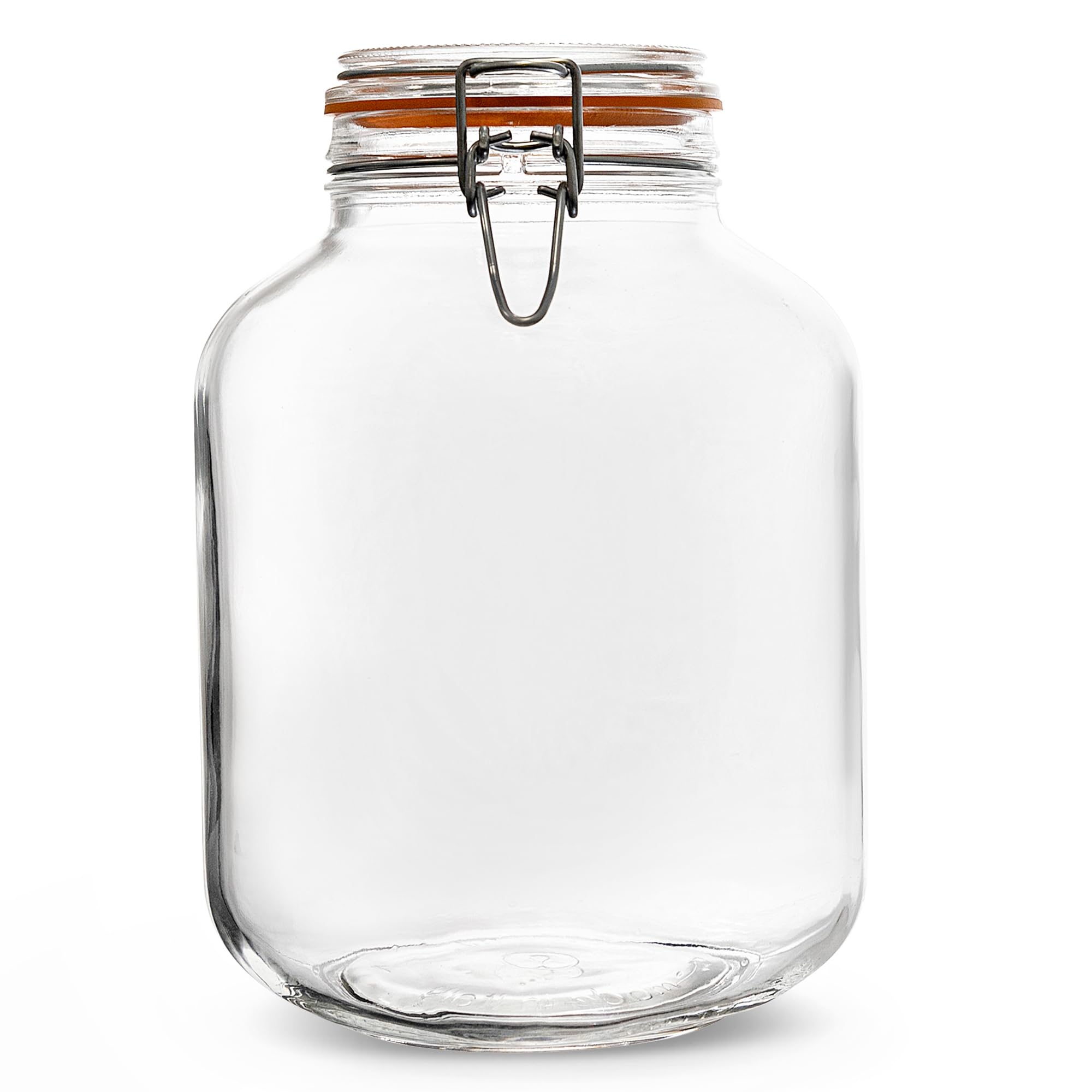 Amici Home Glass Hermetic Preserving Canning Jar | Italian Made Storage Jar with Airtight Hinged Clamp Lid | Kitchen Canister for Flour, Cereal, Coffee, and Pasta (105 Oz)