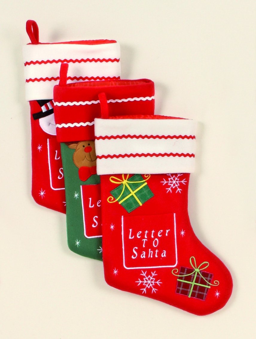 Premier Decorations 41cm Christmas Stocking (3 Assorted)