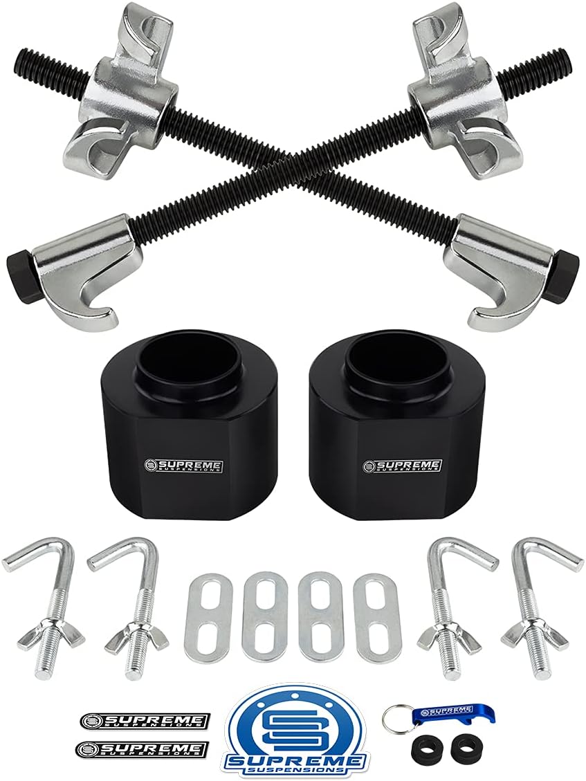 Supreme Suspensions - 3" Front Leveling Kit for 1984-2001 Cherokee XJ 2WD/4WD High-Density Delrin Spring Spacers & Coil Spring Compressor Kit - Can Cooler Included with Purchase