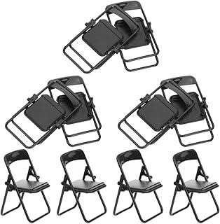 VOSAREA 10Pcs fold up Chairs Black Chairs Phone Stand Miniature Folding Chair Model Chair Phone Bracket Micro Landscape Decor Mobile Phone Rack Miniature Chair Mobile Phone Bracket abs